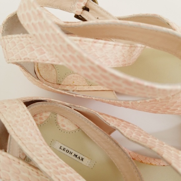 Leon Max Pink Snakeskin Sandals 7 - Picture 4 of 8